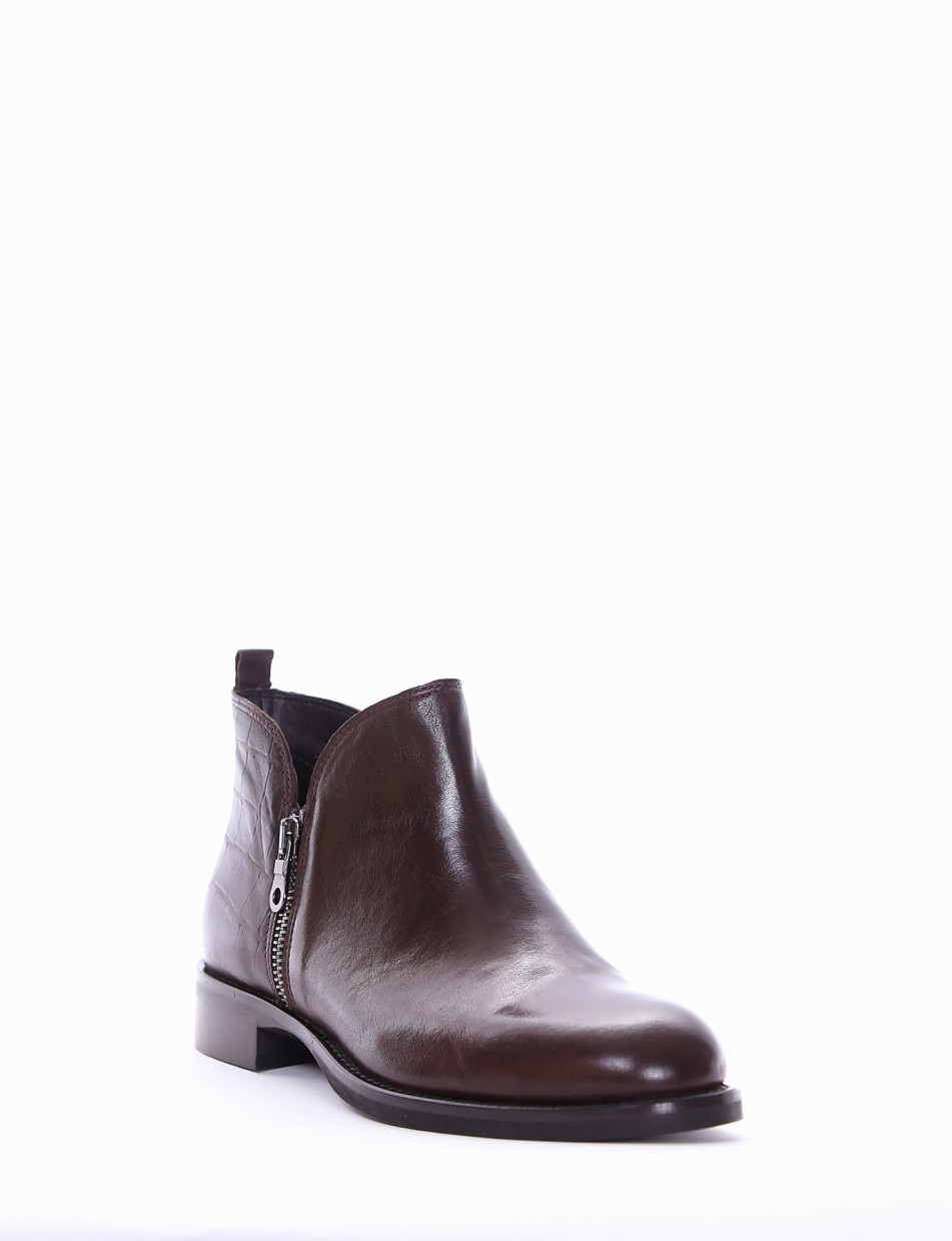 Low heel ankle boots heel 2 cm dark brown coconut