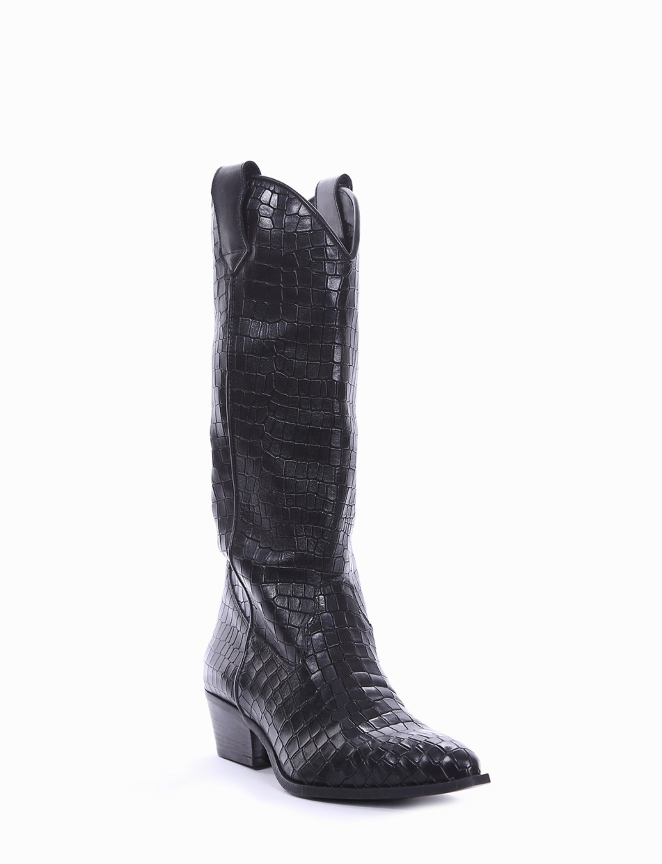 Low heel boots heel 3 cm black coconut