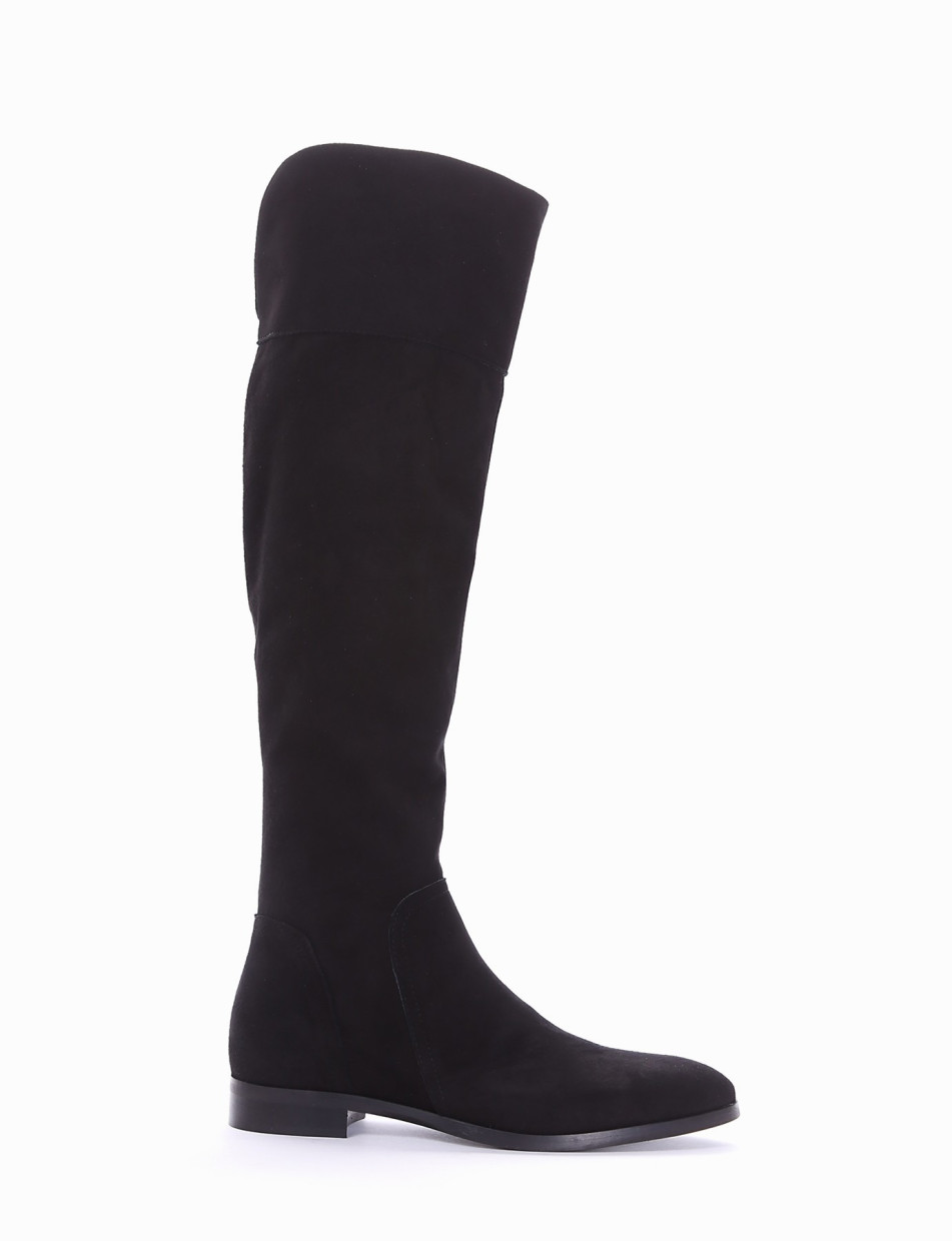 Low heel boots heel 2 cm black chamois