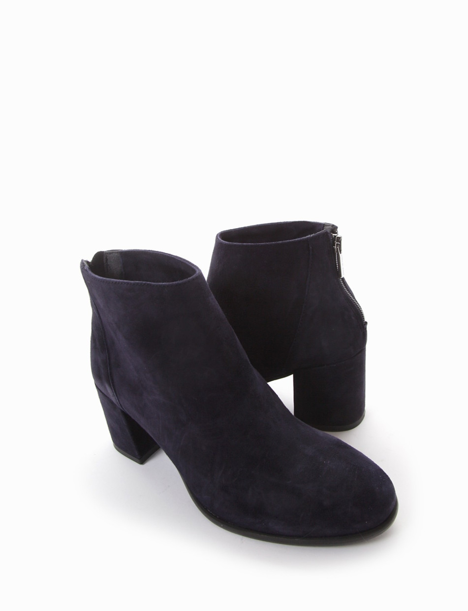 High heel ankle boots heel 5 cm blu chamois
