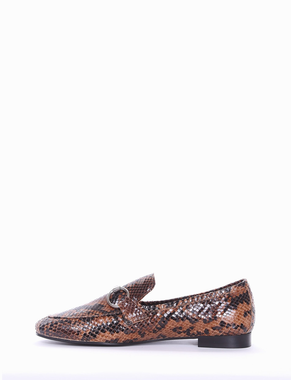 Loafers heel 1cm brown python