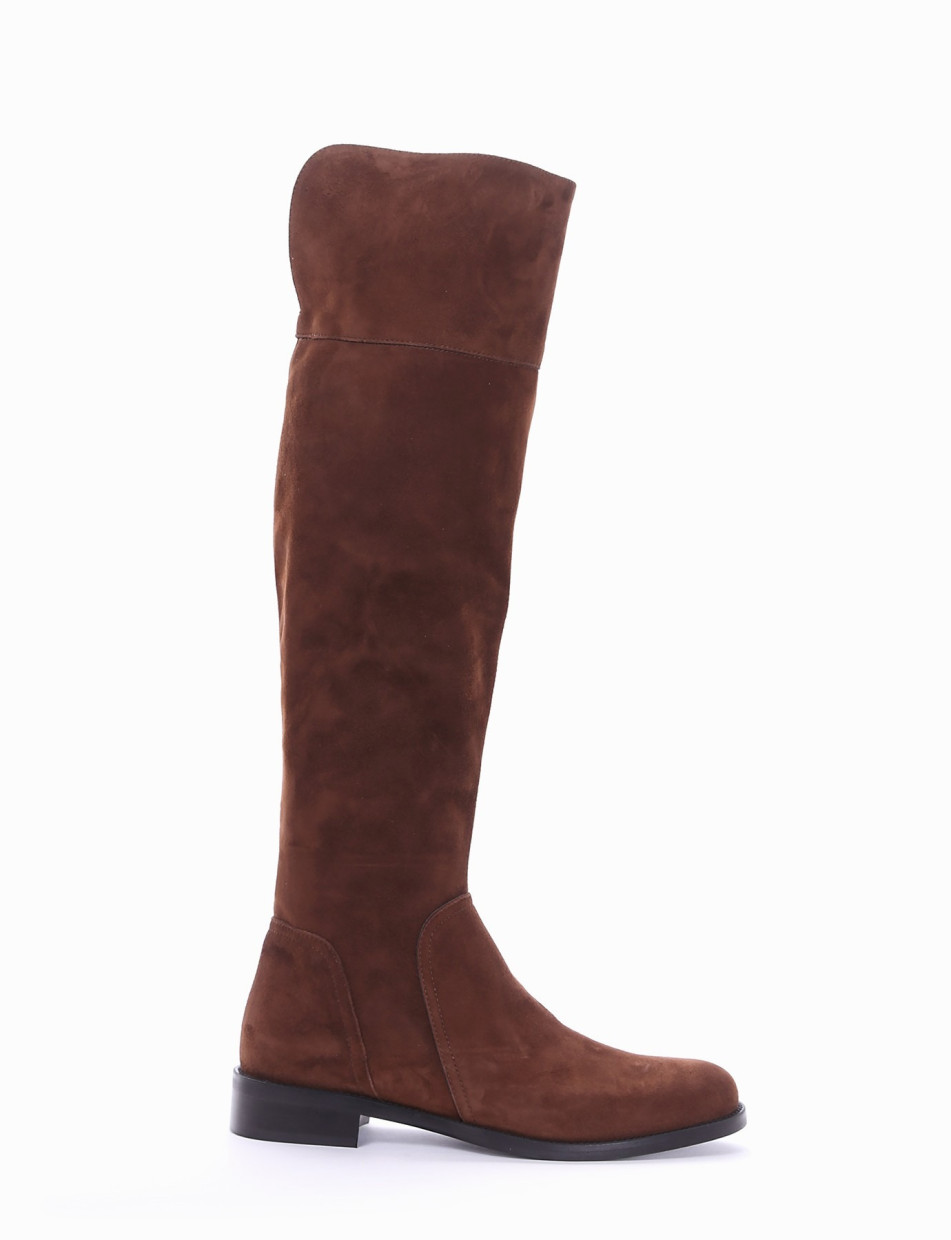 Low heel boots heel 2 cm brown chamois