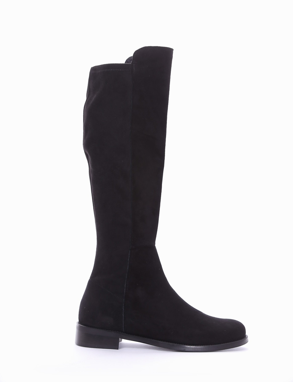 Low heel boots heel 2 cm black chamois