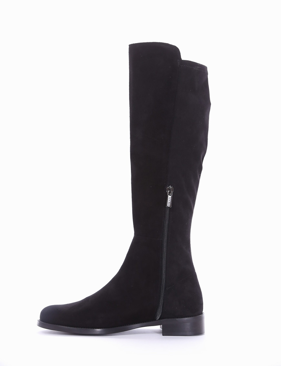 Low heel boots heel 2 cm black chamois