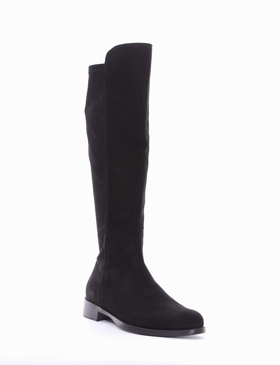 Low heel boots heel 2 cm black chamois