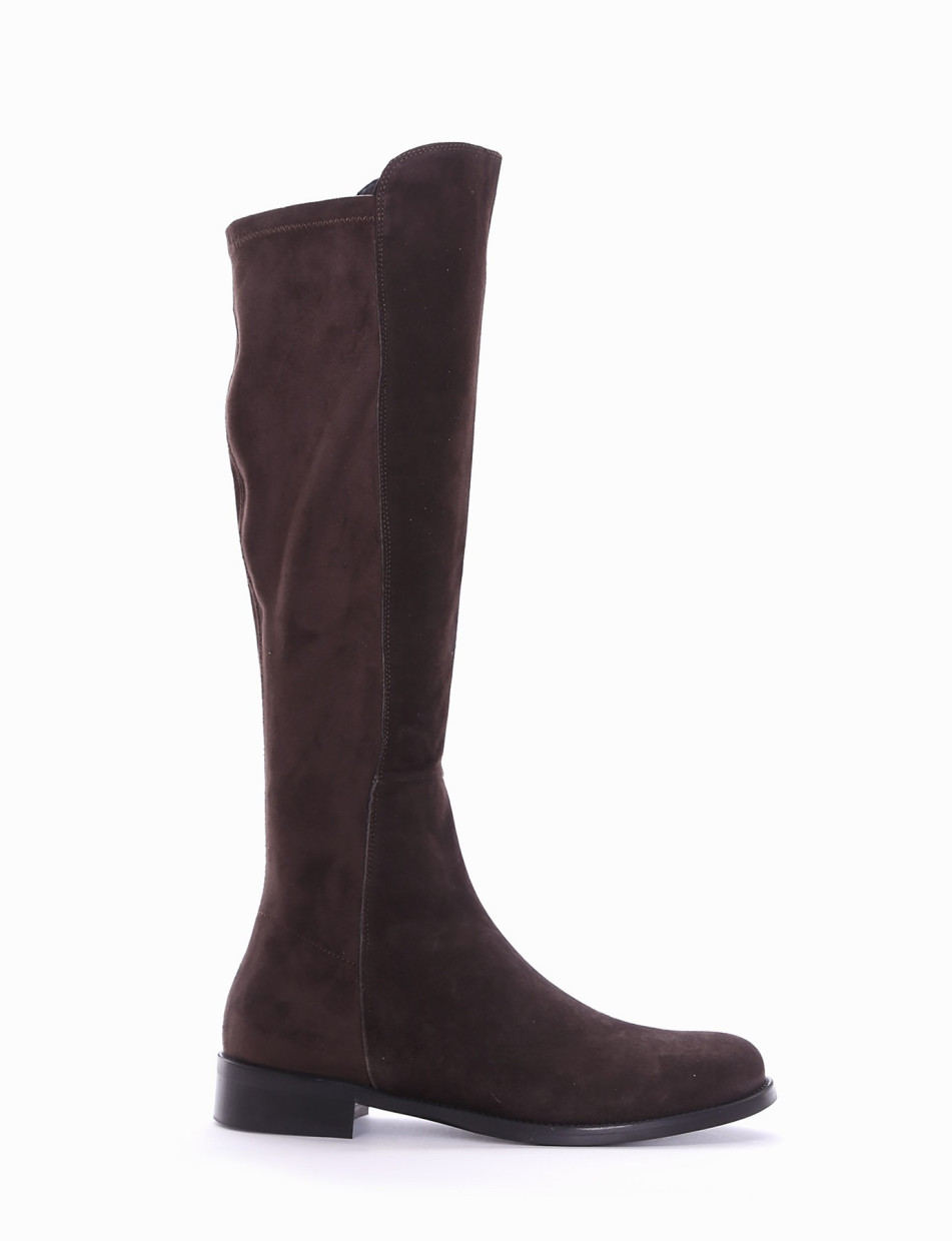 Low heel boots heel 2 cm dark brown chamois