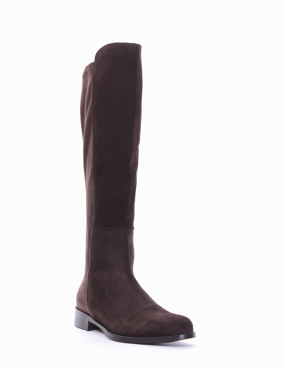 Low heel boots heel 2 cm dark brown chamois