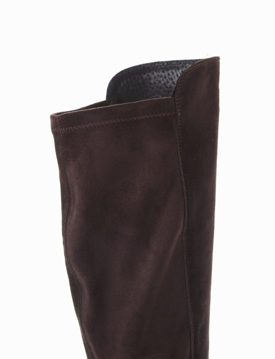 Low heel boots heel 2 cm dark brown chamois