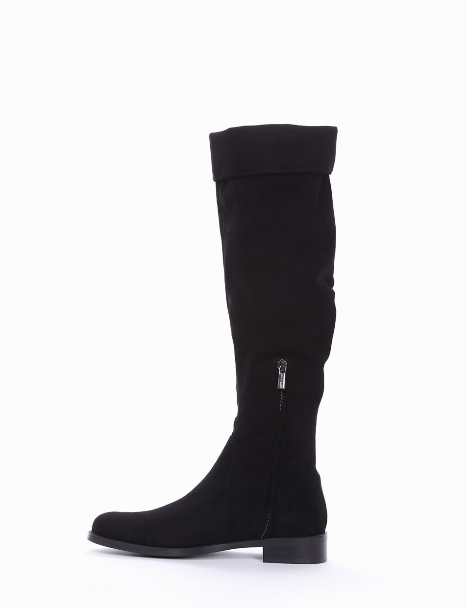 Low heel boots heel 2 cm black chamois