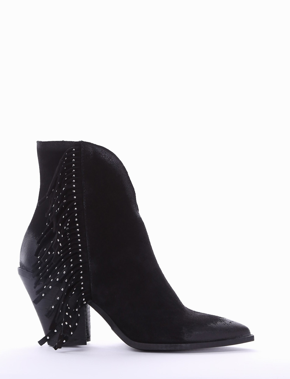 High heel ankle boots heel 8 cm black chamois