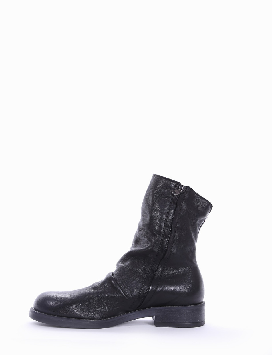 Low heel ankle boots heel 2 cm black leather