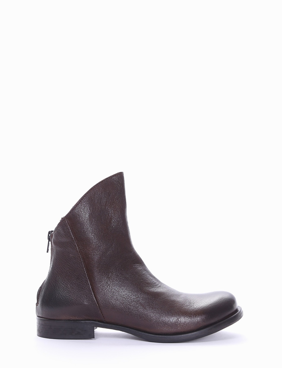 Low heel ankle boots heel 2 cm dark brown leather