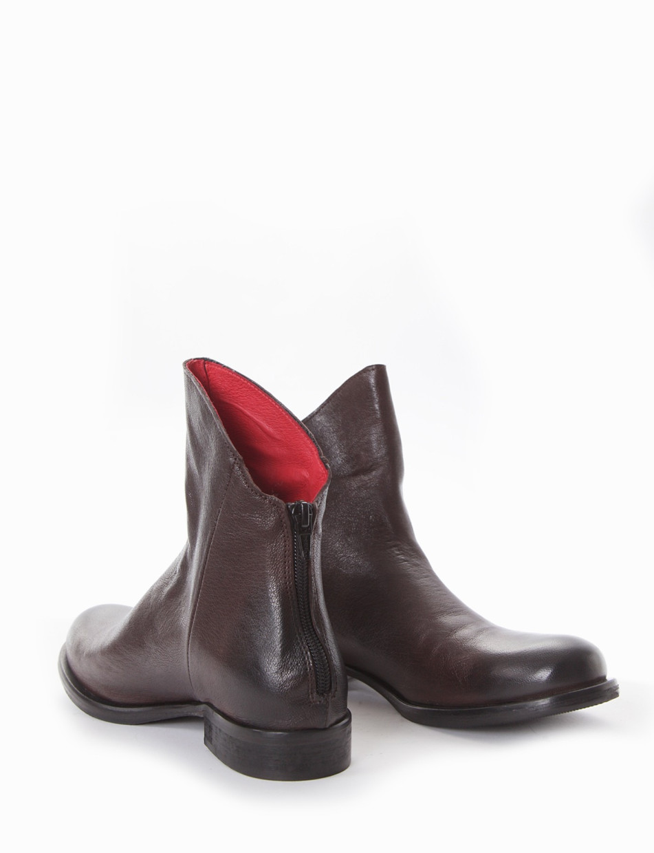 Low heel ankle boots heel 2 cm dark brown leather