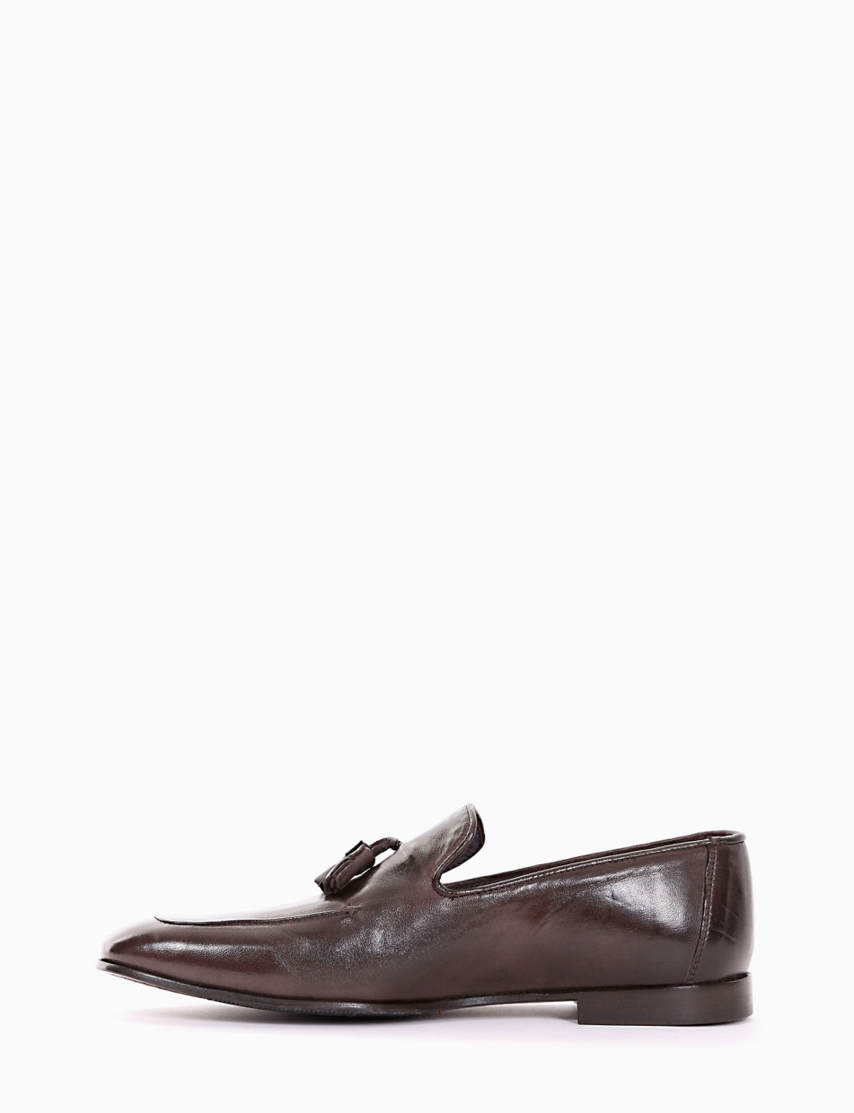 Loafers heel 2 cm dark brown leather