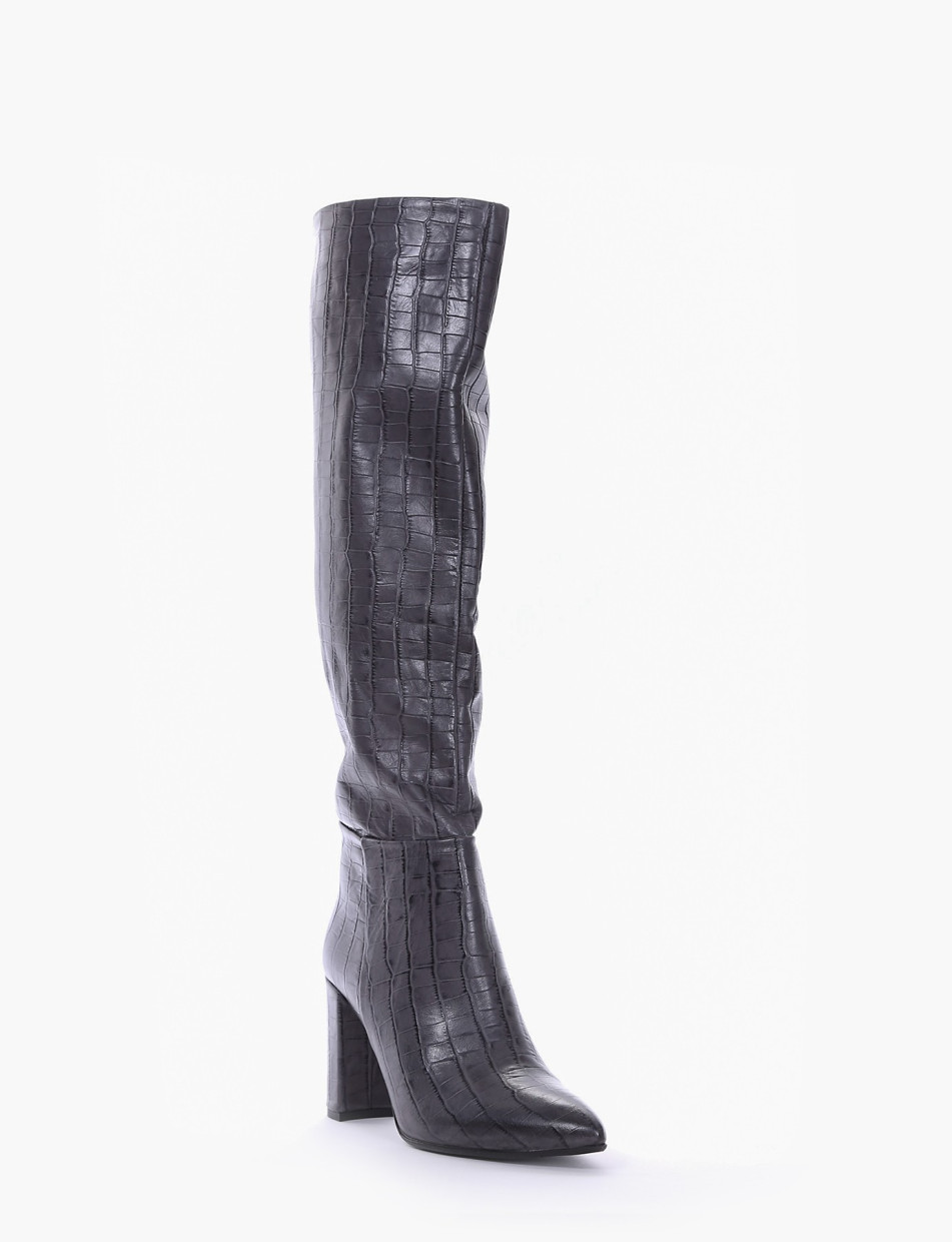 High heel boots heel 8 cm grey coconut