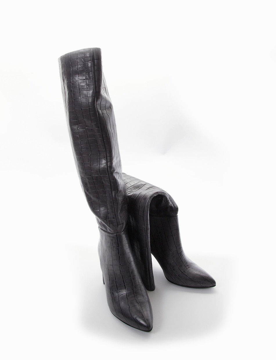 High heel boots heel 8 cm grey coconut
