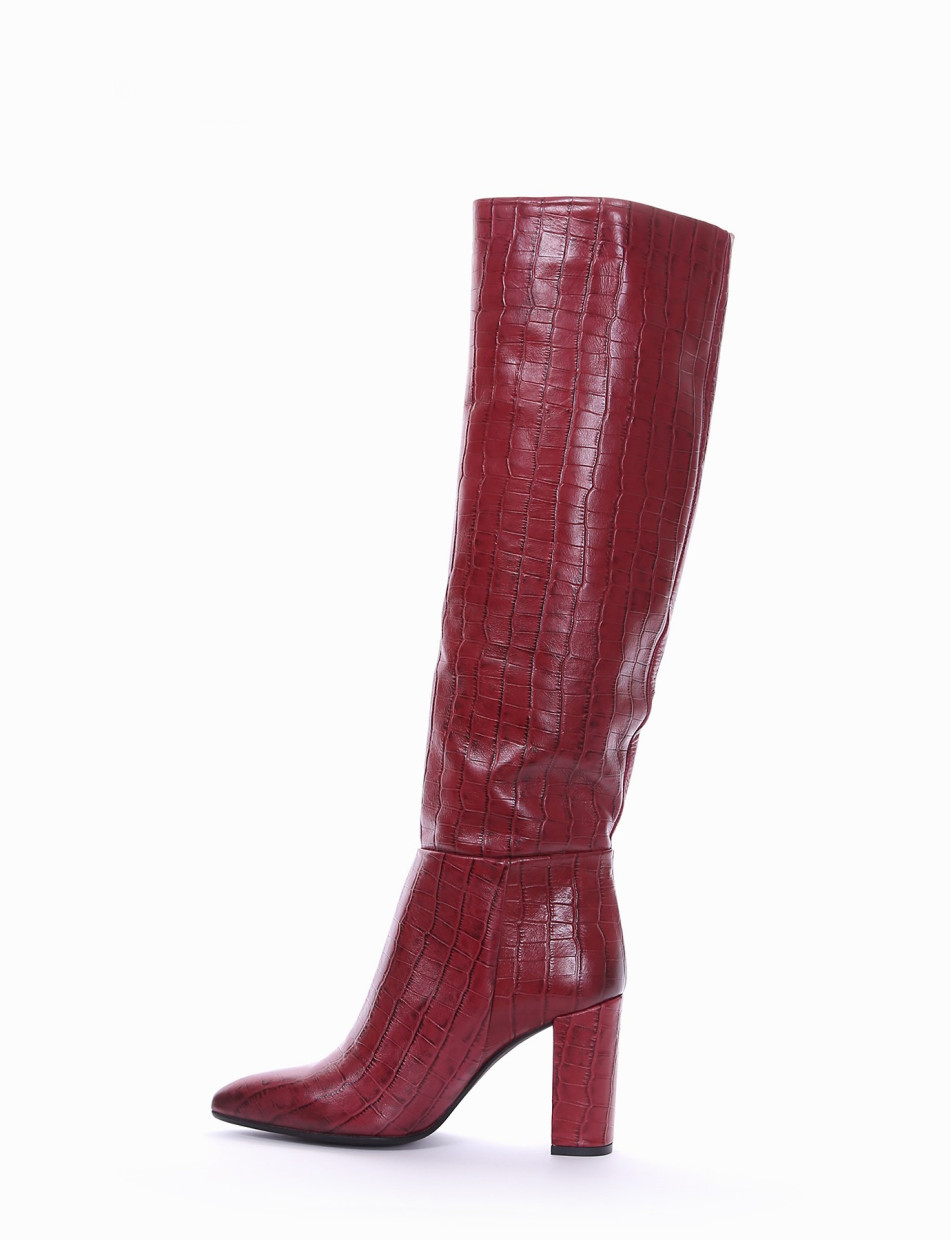 High heel boots heel 8 cm red coconut