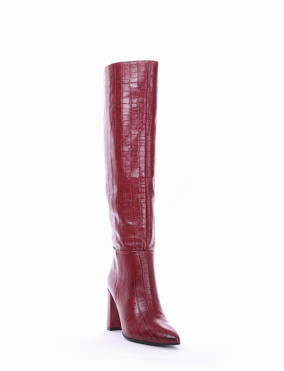 High heel boots heel 8 cm red coconut