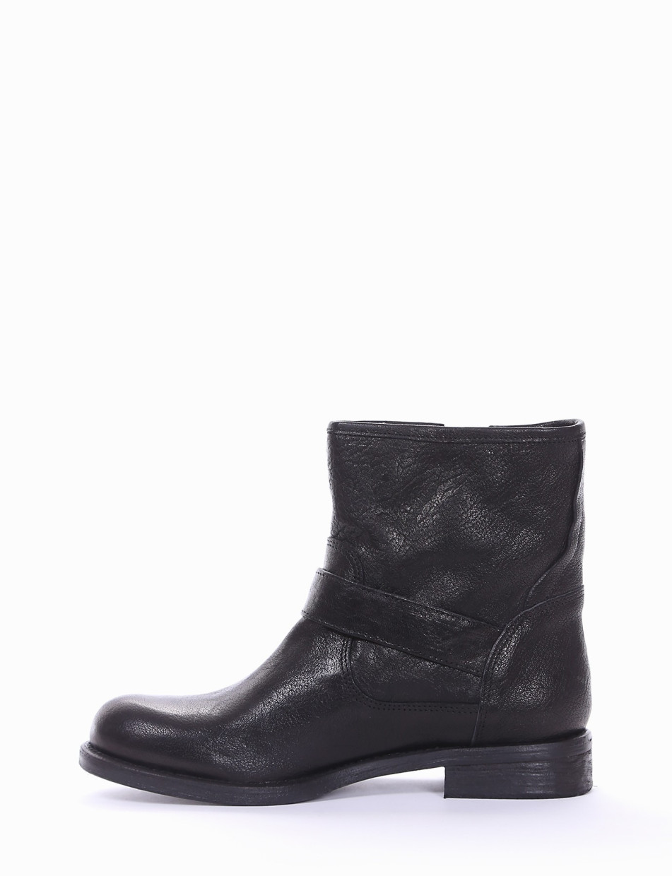 Low heel ankle boots heel 2 cm black leather