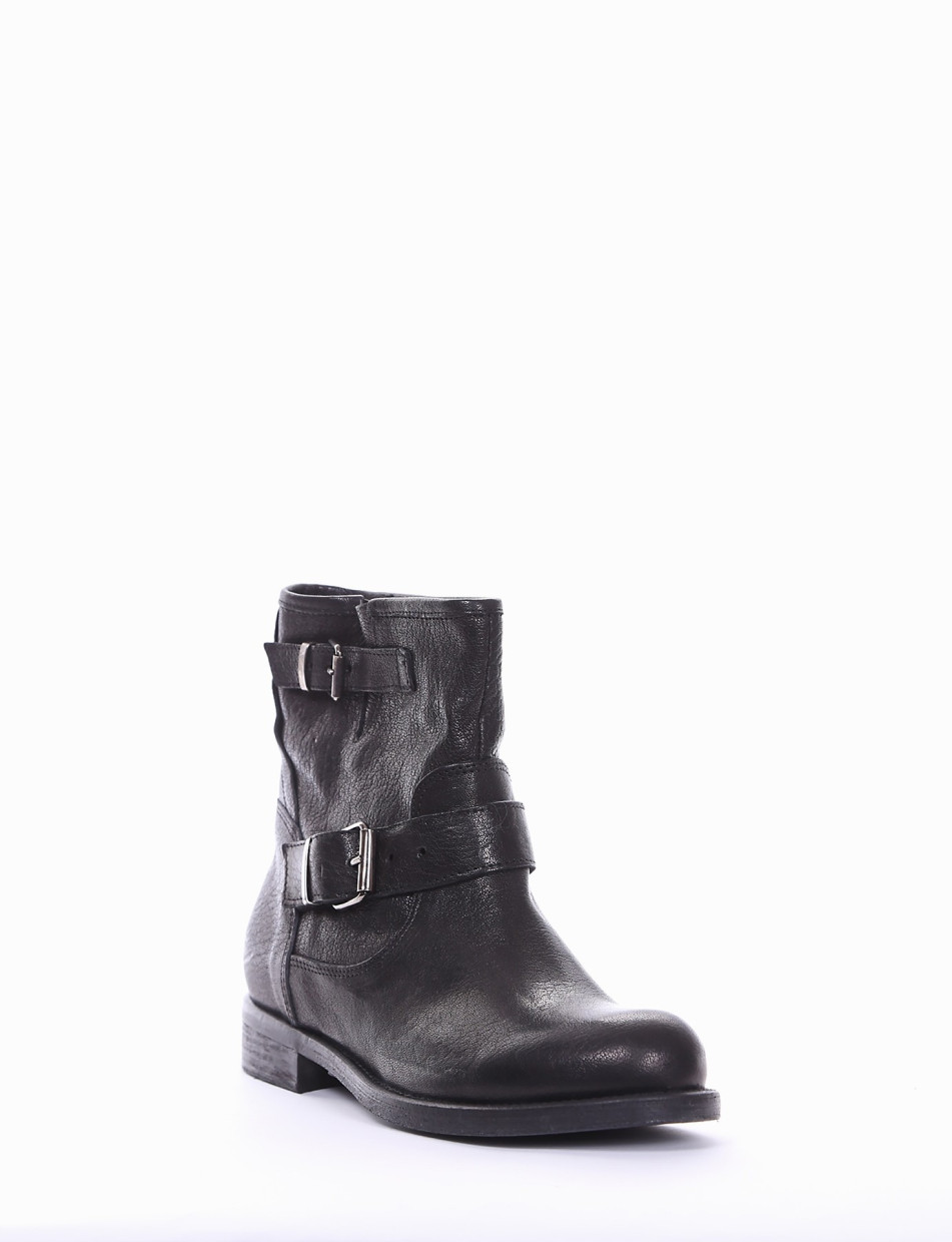 Low heel ankle boots heel 2 cm black leather