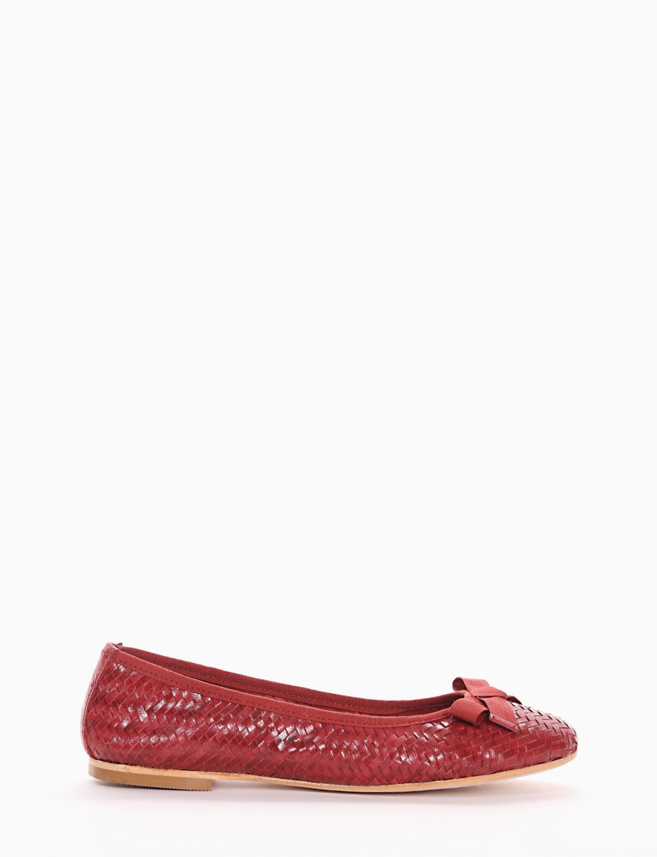 Flat shoes heel 1 cm red leather