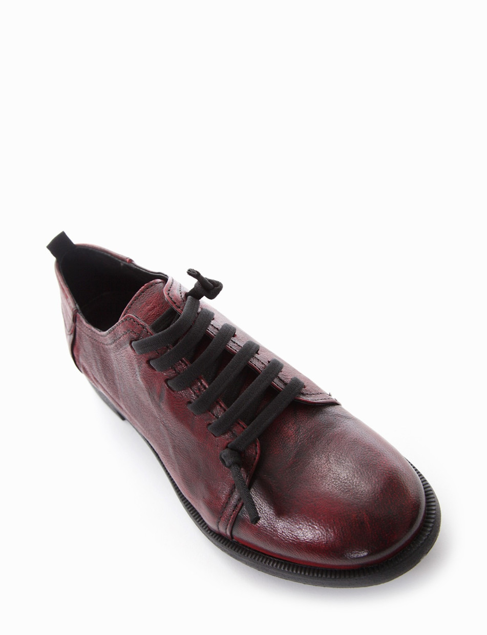 Lace-up shoes heel 2 cm red leather