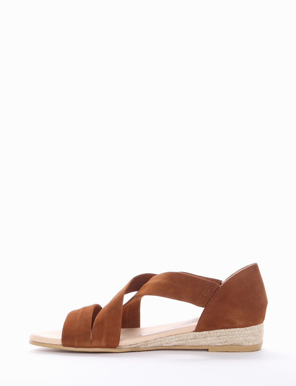 Wedge heels heel 3 cm brown chamois