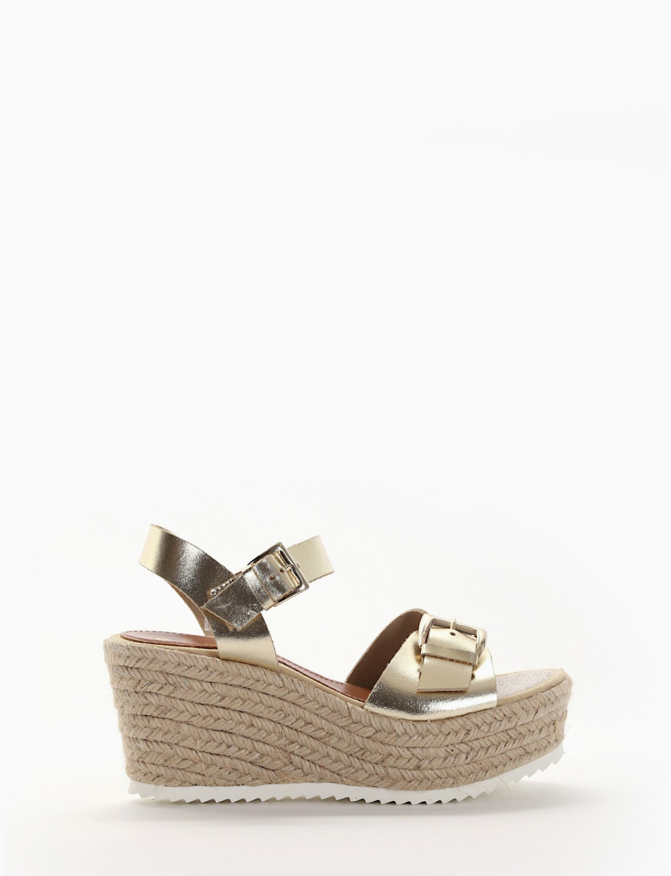 Wedge heels outlet - woman champagne laminated | Barca Stores