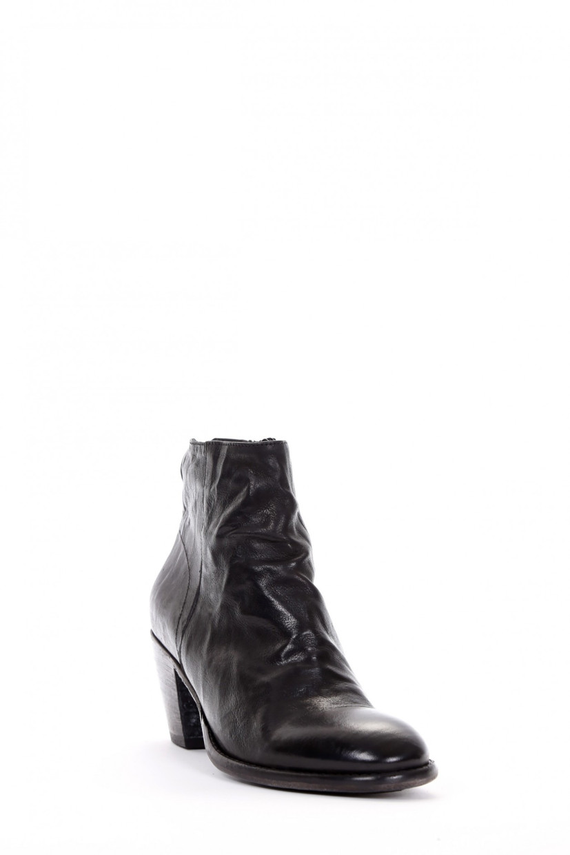 High heel ankle boots heel 6 cm black leather