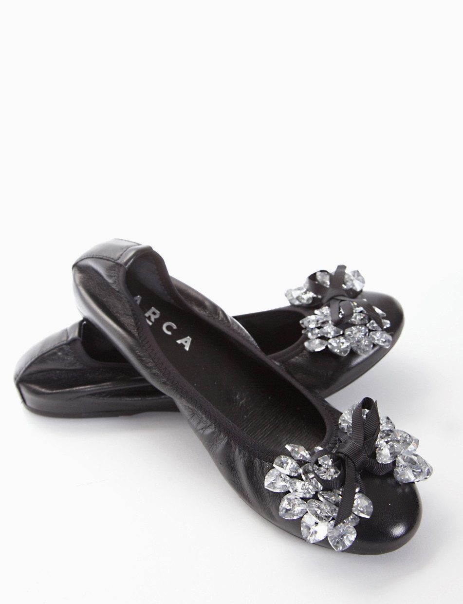 Flat shoes heel 1 cm black leather