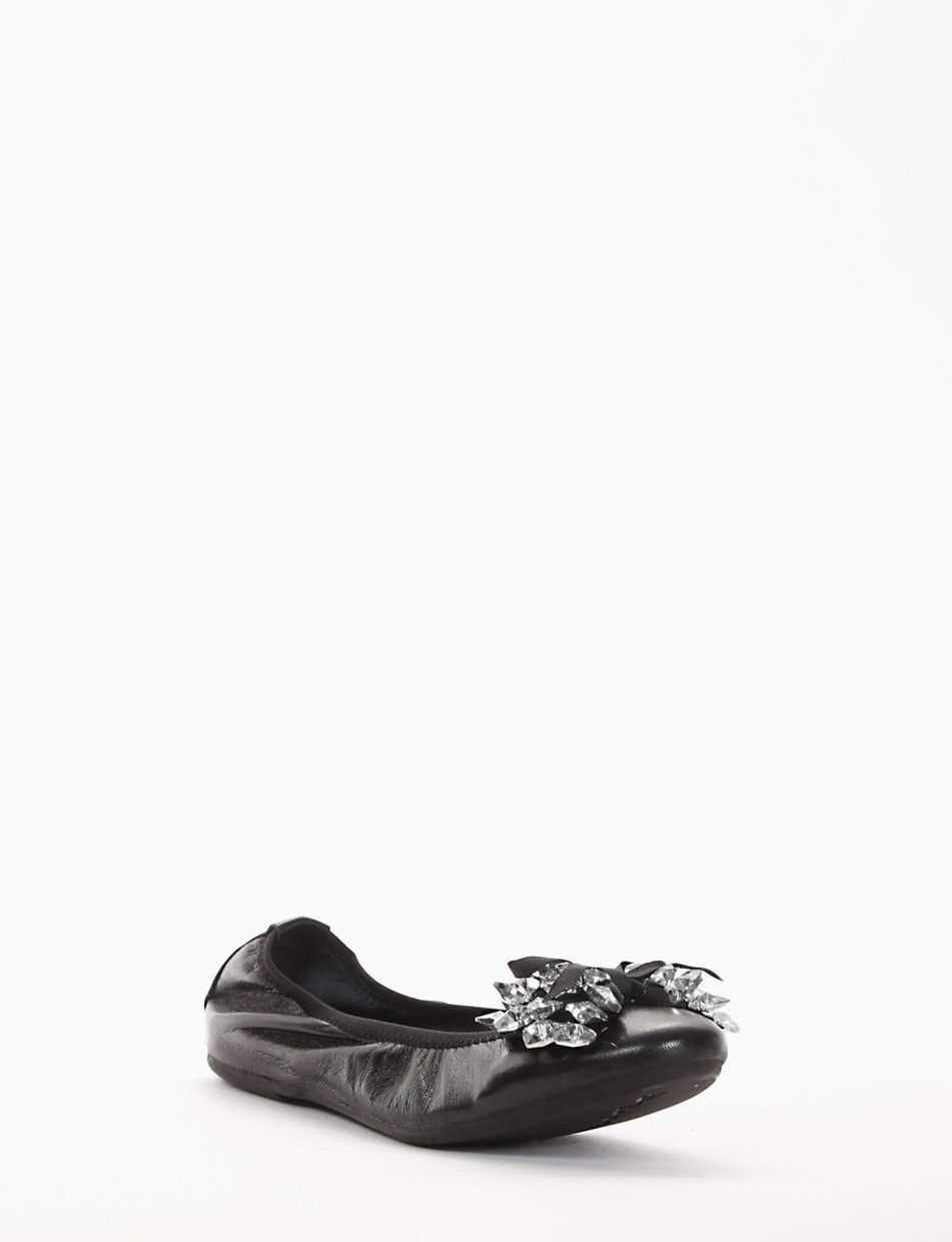 Flat shoes heel 1 cm black leather