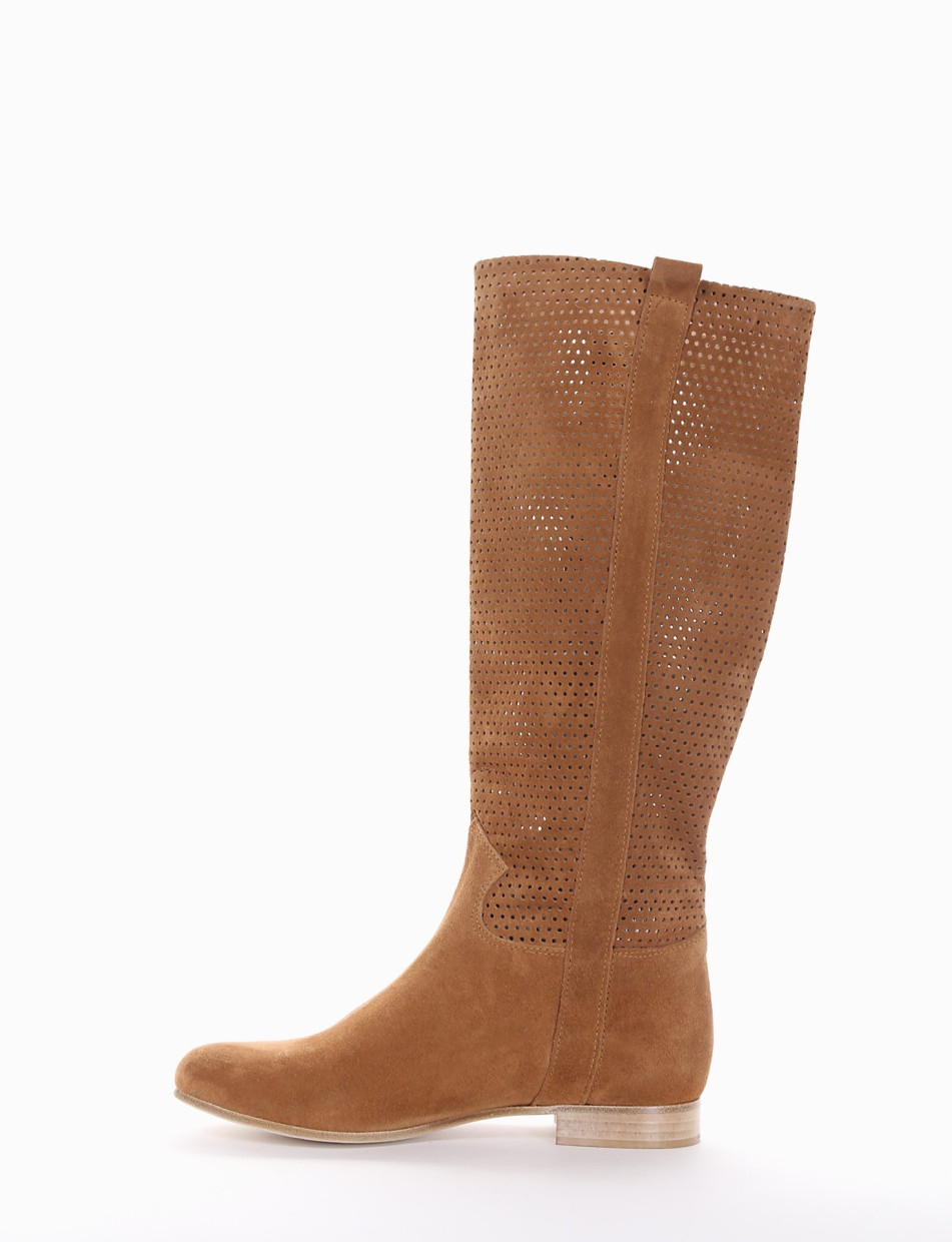 Low heel boots heel 2 cm brown chamois