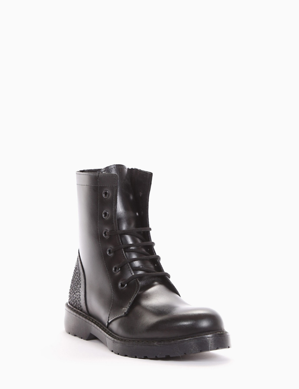 Combat boots heel 2 cm black leather