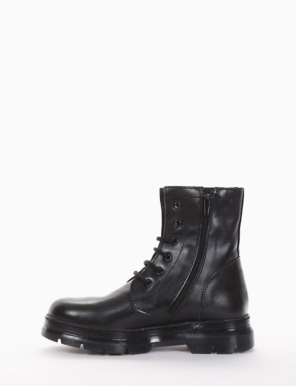 Combat boots heel 2 cm black leather