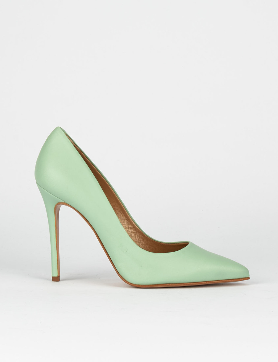 Decolte' tacco 11 cm verde pelle