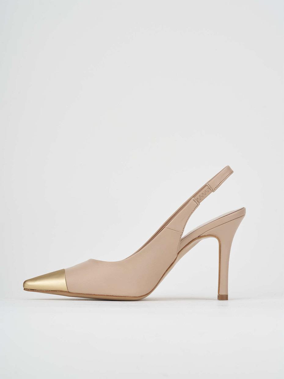 Décolleté e slingback tacco 9cm pelle rosa