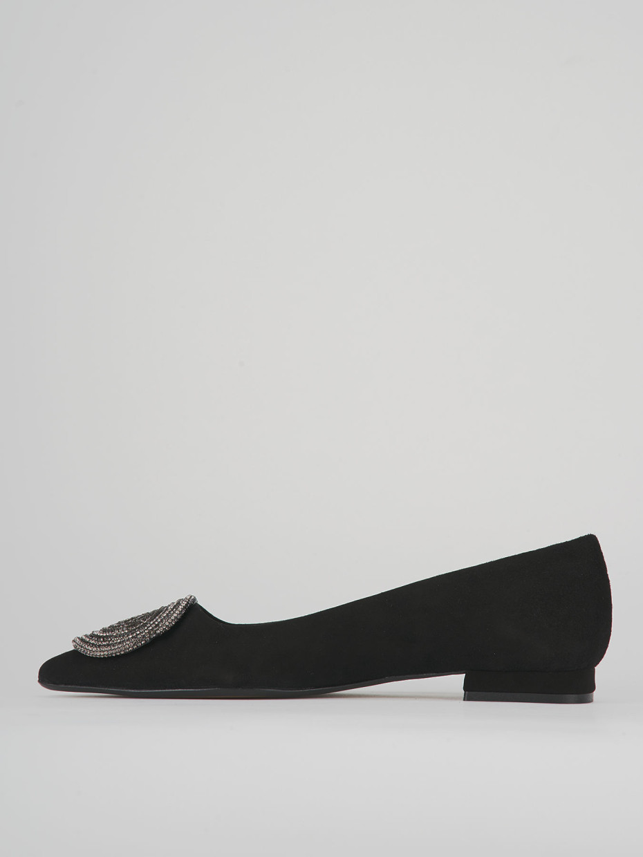 Ballerine tacco 1cm camoscio nero