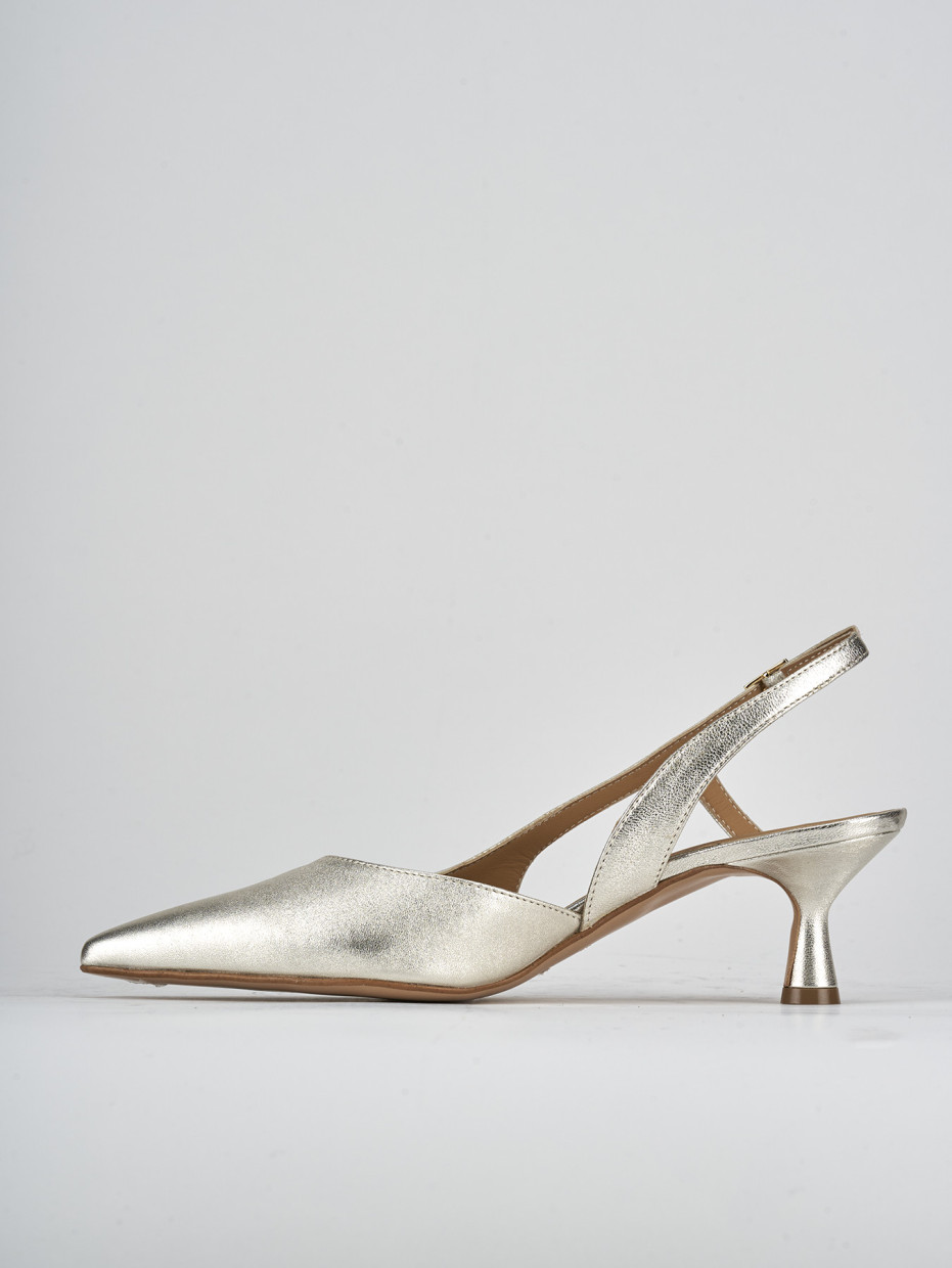 Slingback decolte tacco 5 cm oro laminato