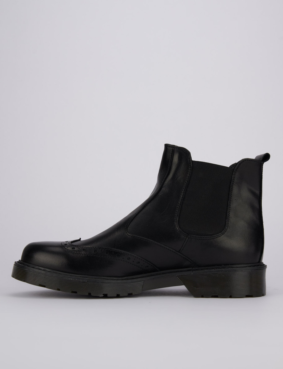 Ankle boots heel 1 cm black leather