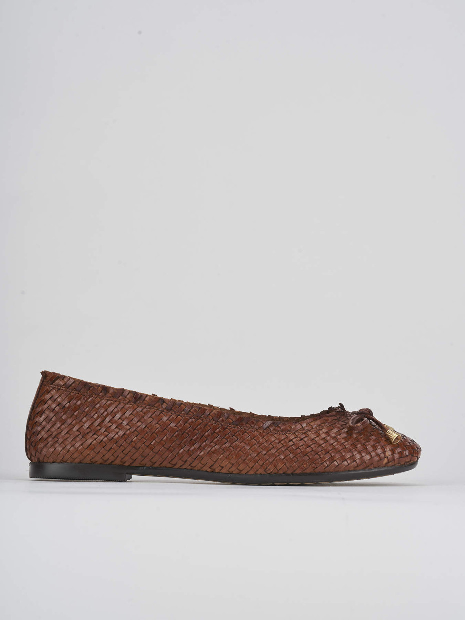 Ballerine tacco 1cm pelle marrone