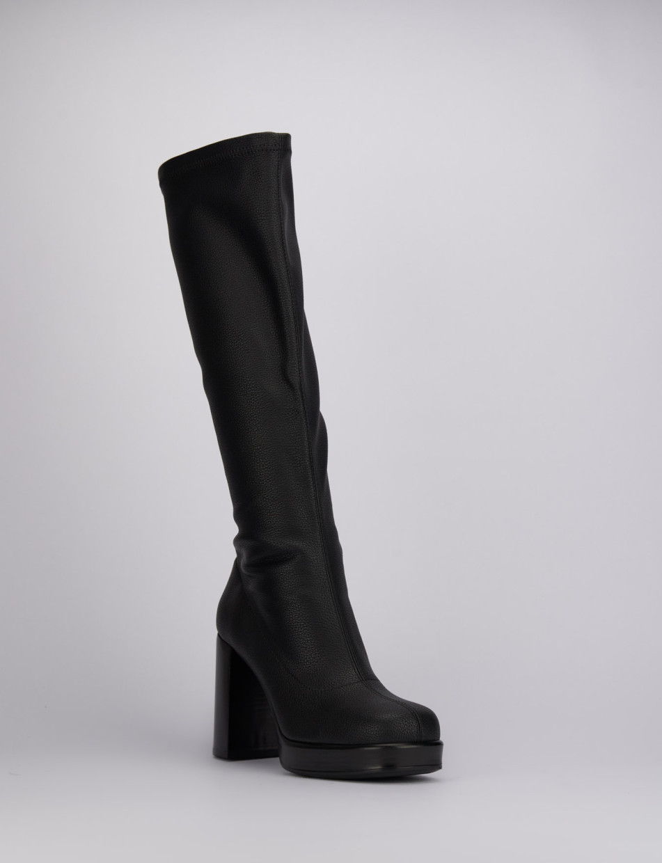 High heel boots heel 9 cm black leather