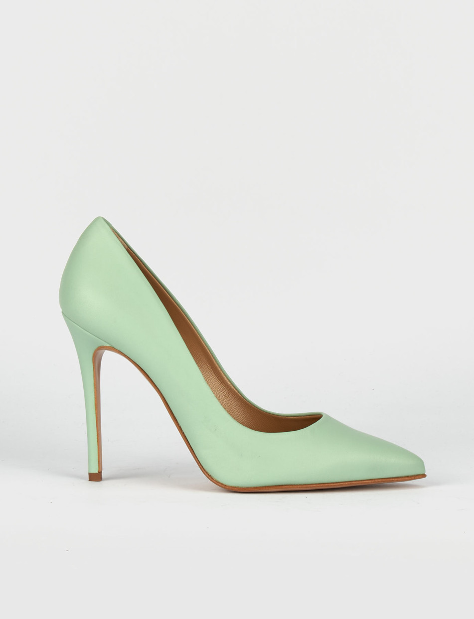 Decolte' tacco 11 cm verde pelle