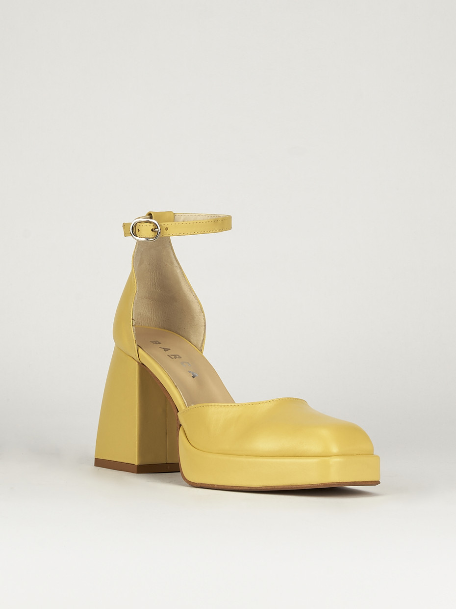 Pumps woman heel 8 cm yellow leather Barca Stores