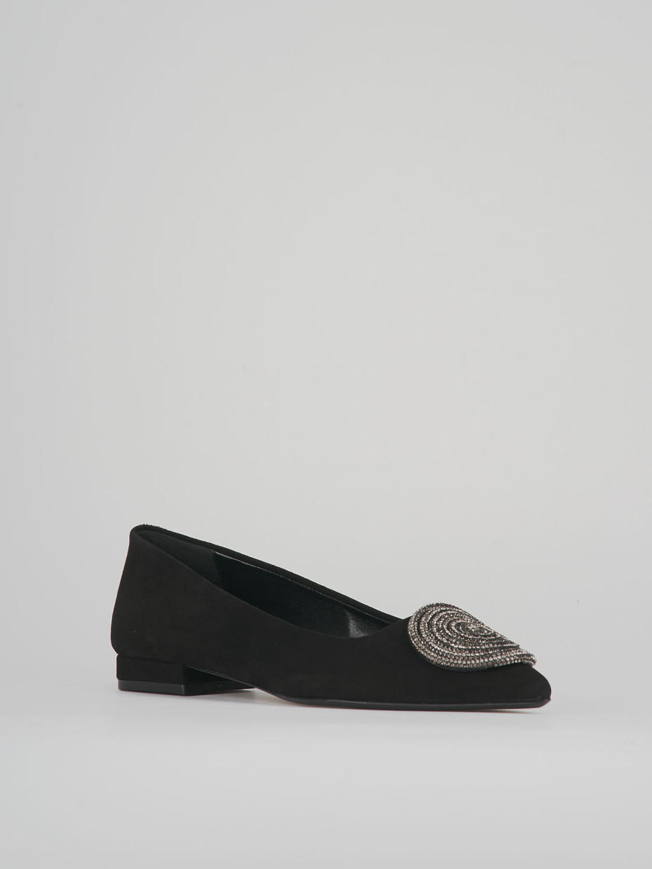 Ballerine tacco 1cm camoscio nero