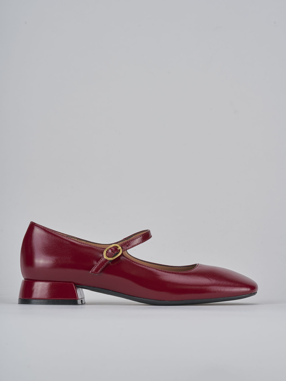 Ballerine tacco 3cm vernice bordo'