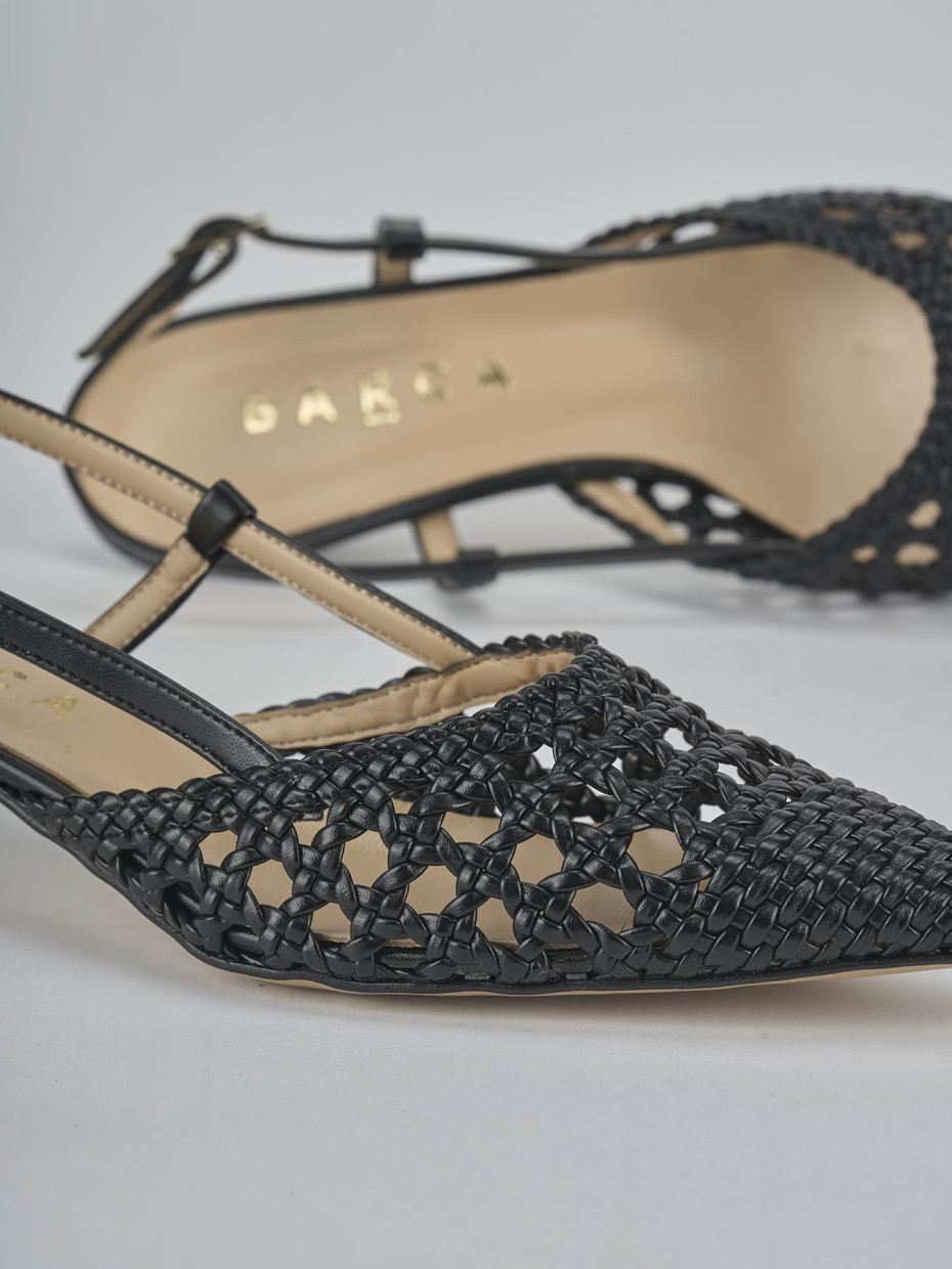 Décolleté e slingback tacco 4cm pelle nero
