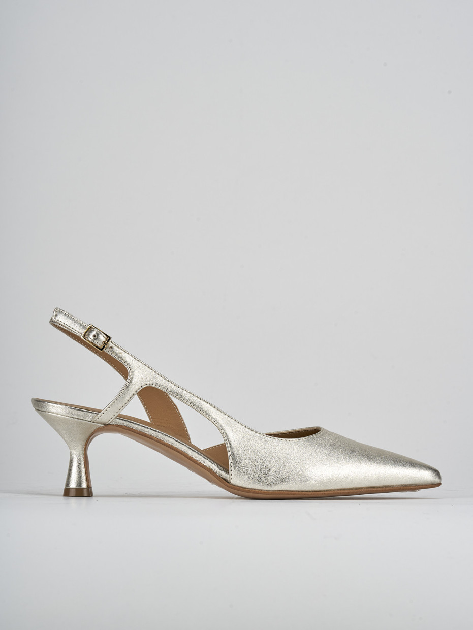 Slingback decolte tacco 5 cm oro laminato