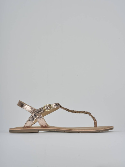 Low heel sandals heel 1 cm gold leather
