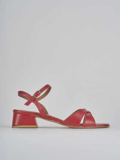 Low heel sandals heel 3 cm red leather