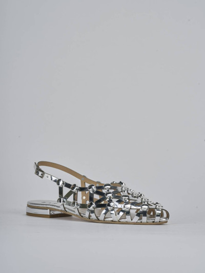 Low heel sandals heel 2 cm silver leather